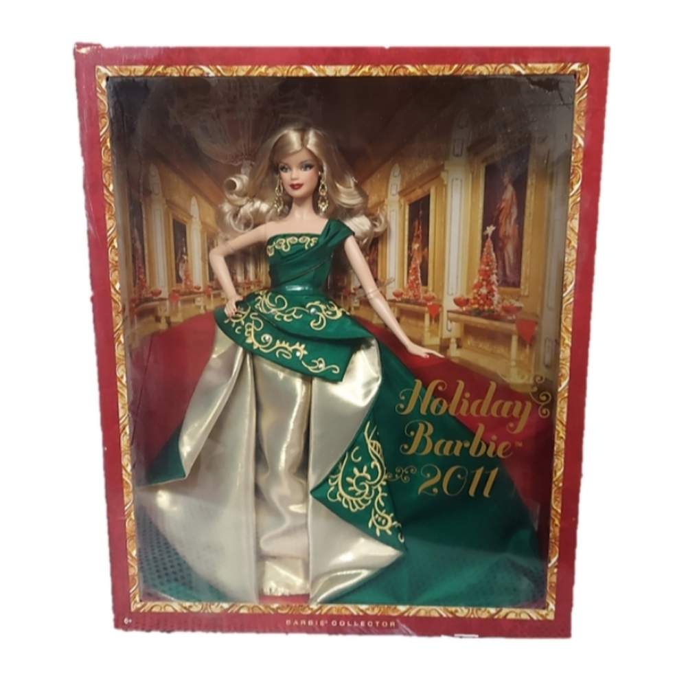 2011 Holiday Barbie Green And Golden Gown, Blonde - Picture 2 of 5